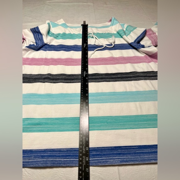 Talbots Striped Long Sleeve Top - Blue, Green, Purple - Picture 7 of 7